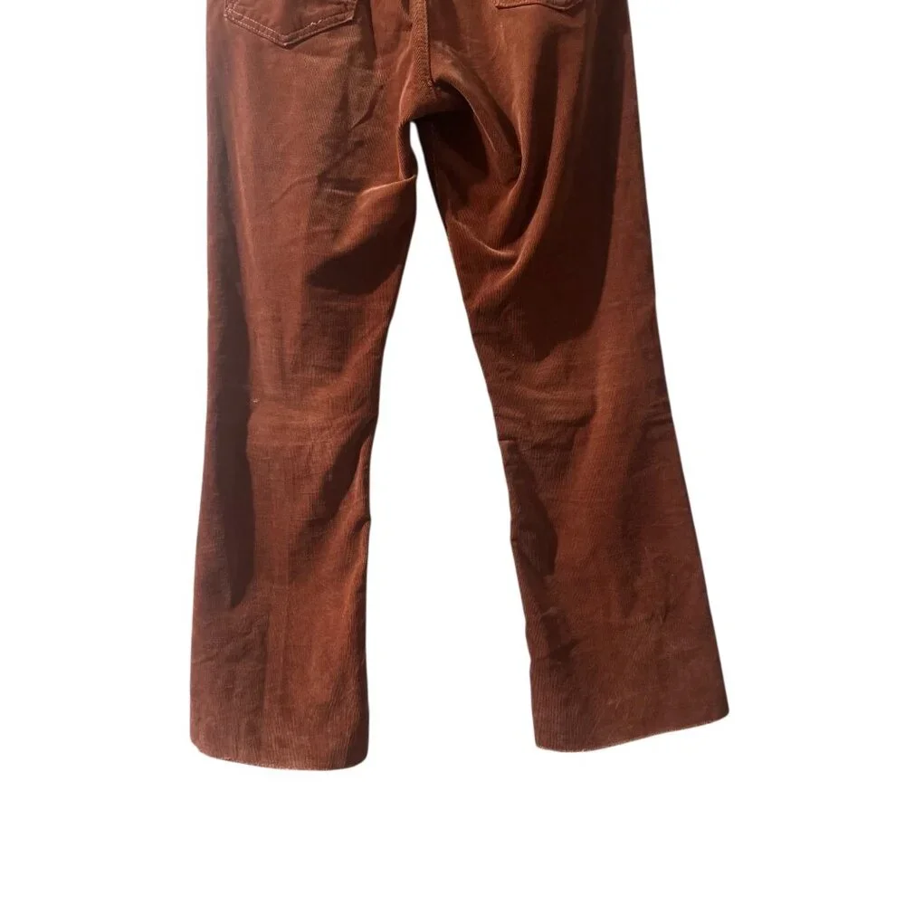 Mother Hustler Ankle Fray Corduroy Pants Womens 27 Brown Kick Flare High Rise